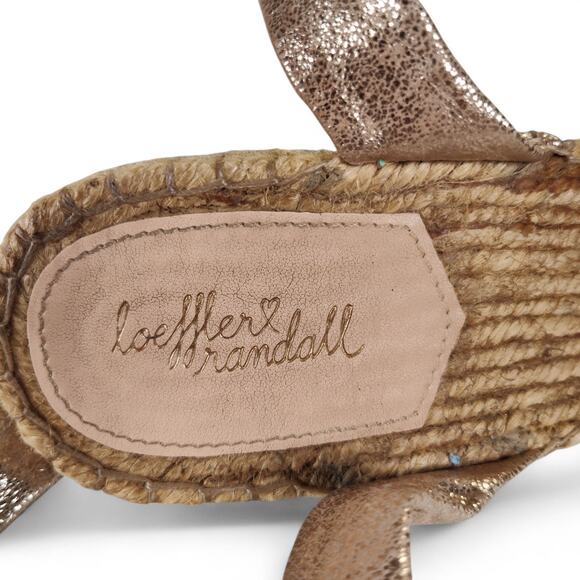 Loeffler Randall Harper Gold Metallic Leather Wedge Espadrilles 9.5B Brazil - Picture 4 of 16